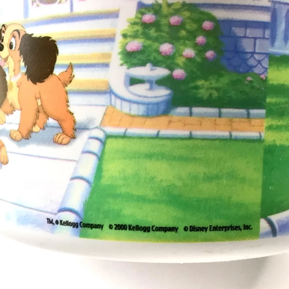 Vintage 2000 Disney Lady & The Tramp II Popcorn Container Snack Bowl Lid Kellogg